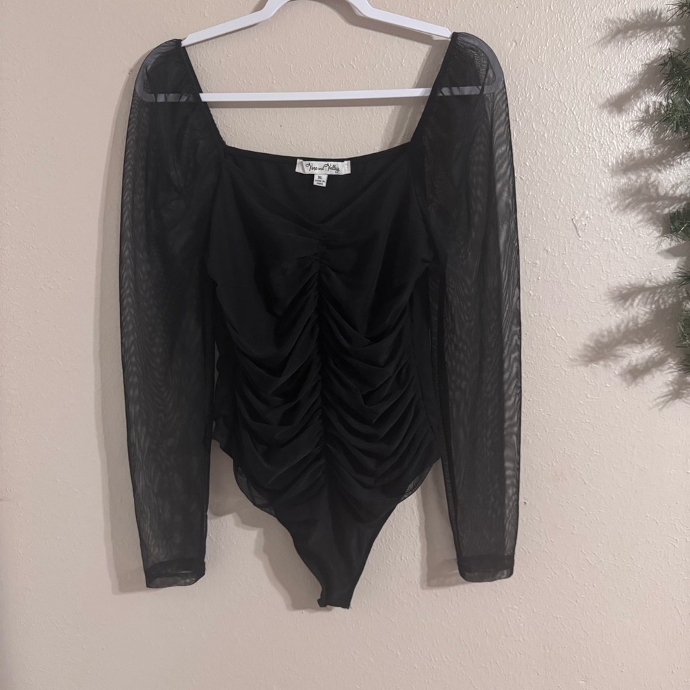 Elegant Black Mesh Bodysuit